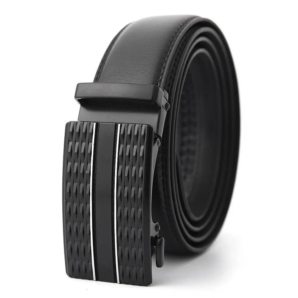 Men's Black Genuine Leather Belt with Automatic Buckle - Image 17