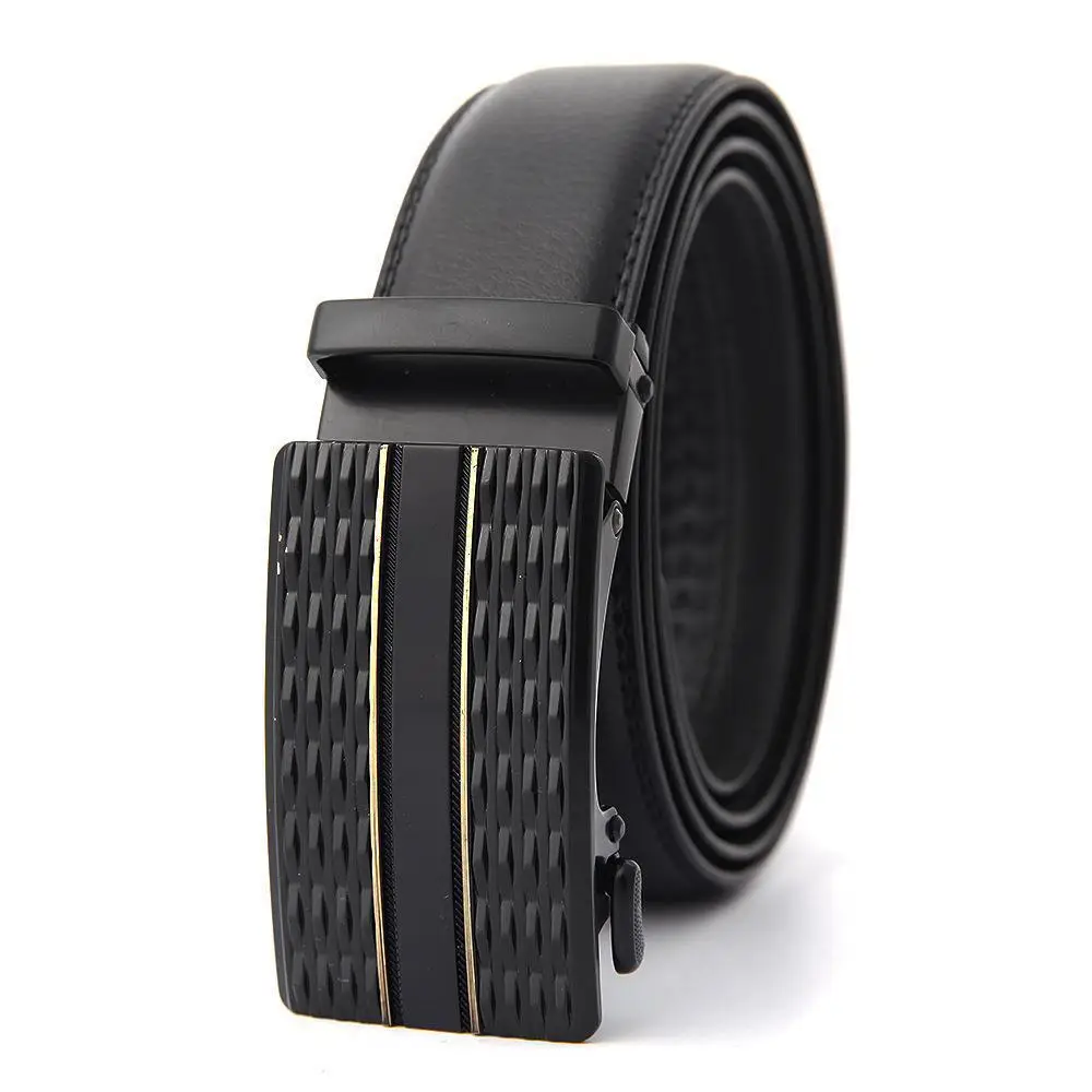Men's Black Genuine Leather Belt with Automatic Buckle - Image 18