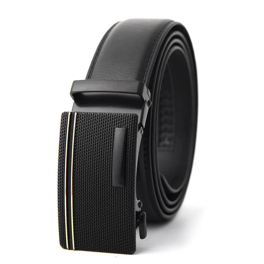Men's Black Genuine Leather Belt with Automatic Buckle - Image 22