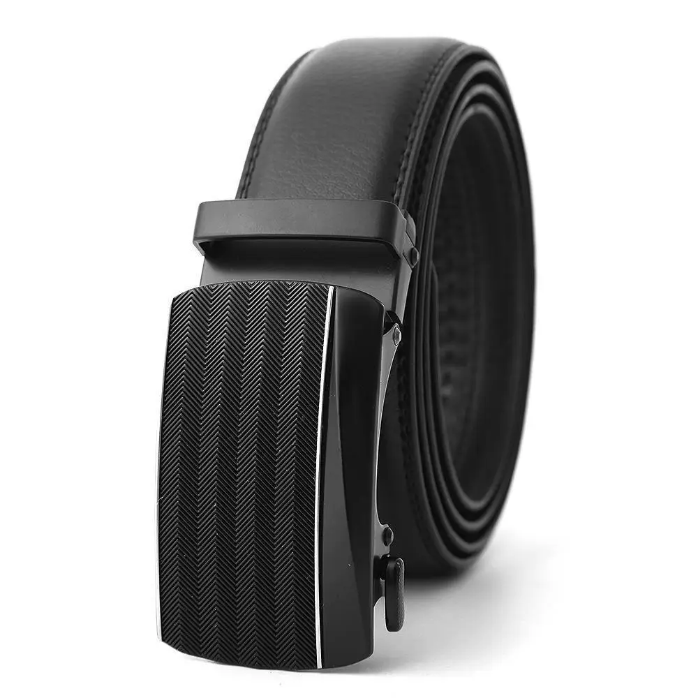 Men's Black Genuine Leather Belt with Automatic Buckle - Image 23