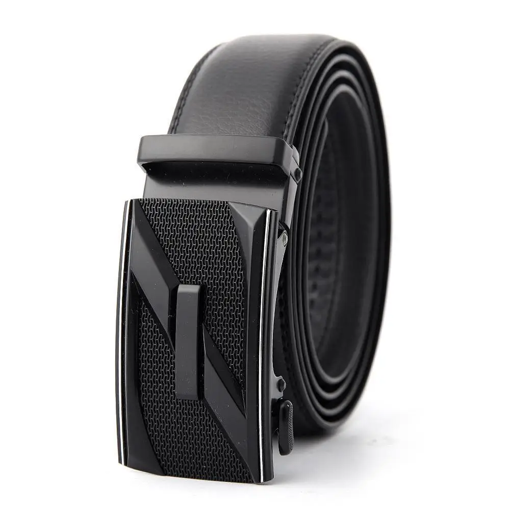 Men's Black Genuine Leather Belt with Automatic Buckle - Image 25
