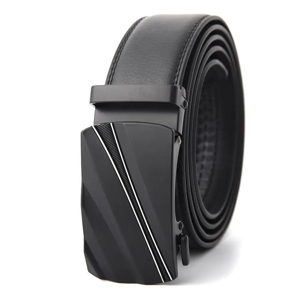 Men's Black Genuine Leather Belt with Automatic Buckle - Image 27