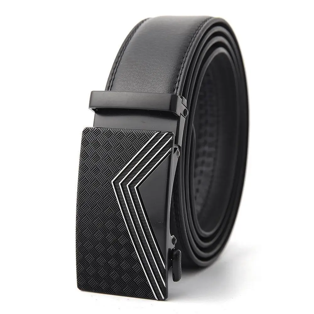 Men's Black Genuine Leather Belt with Automatic Buckle - Image 29