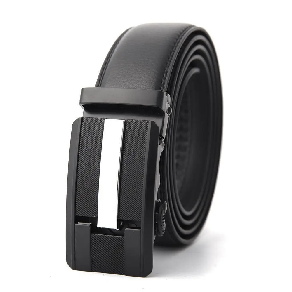 Men's Black Genuine Leather Belt with Automatic Buckle - Image 31
