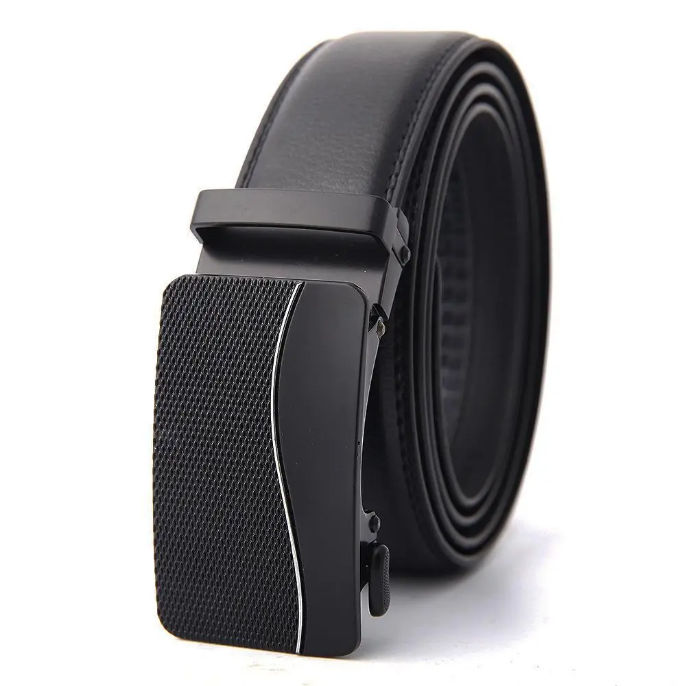 Men's Black Genuine Leather Belt with Automatic Buckle - Image 7