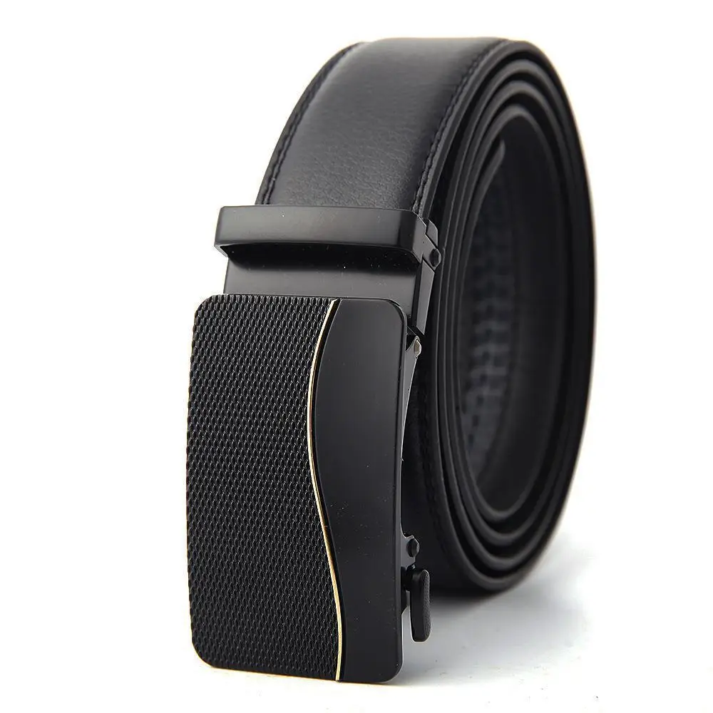 Men's Black Genuine Leather Belt with Automatic Buckle - Image 8