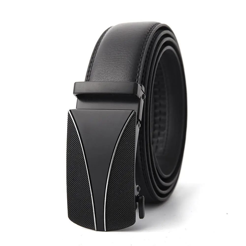 Men's Black Genuine Leather Belt with Automatic Buckle - Image 9