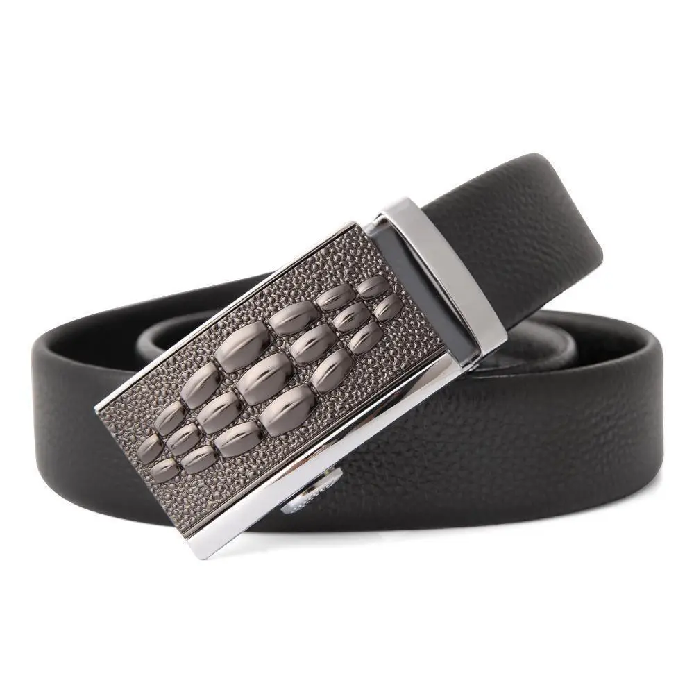 Men's Leather Belt with Gold Embroidered Buckle - Image 43