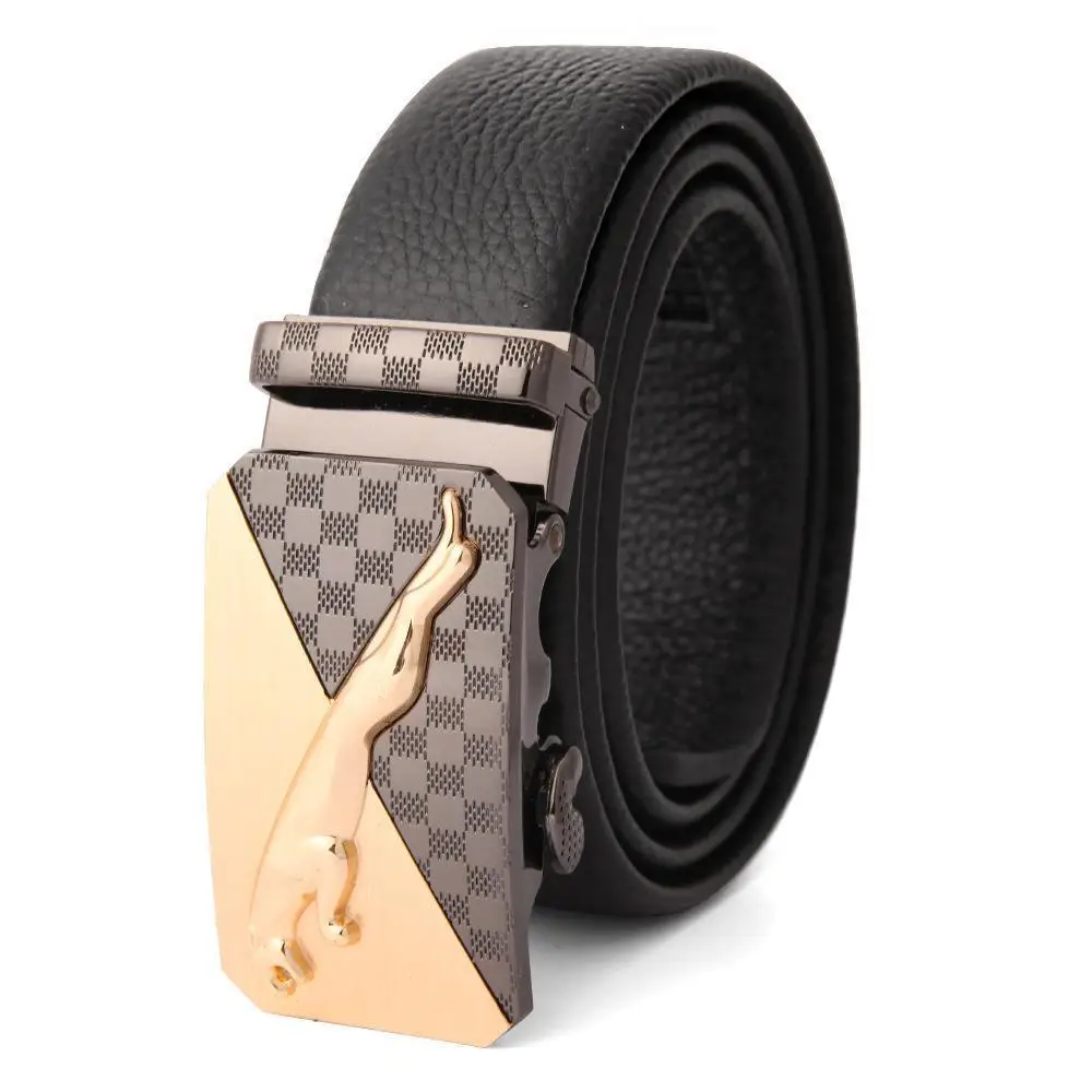 Men's Leather Belt with Gold Embroidered Buckle - Image 10