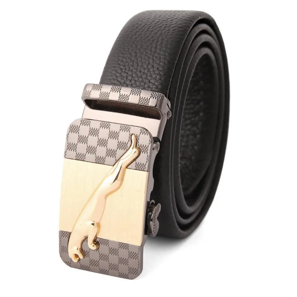 Men's Leather Belt with Gold Embroidered Buckle - Image 12