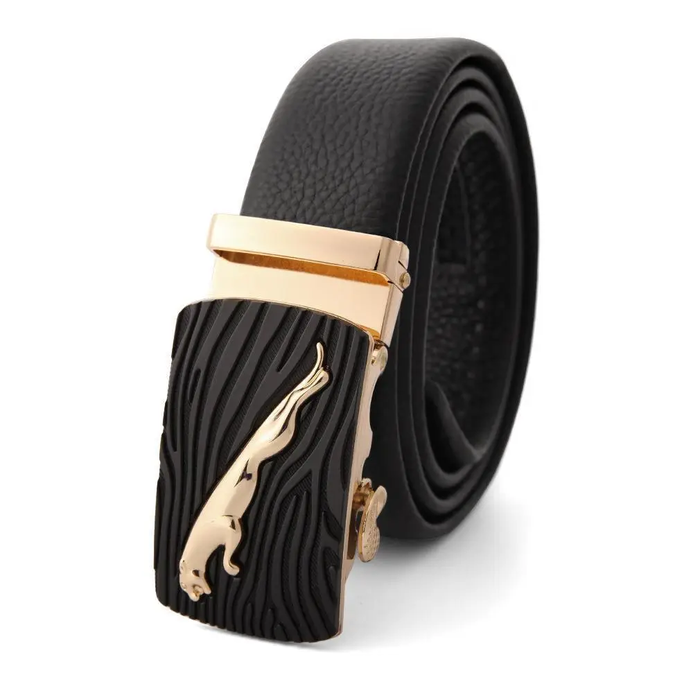Men's Leather Belt with Gold Embroidered Buckle - Image 13