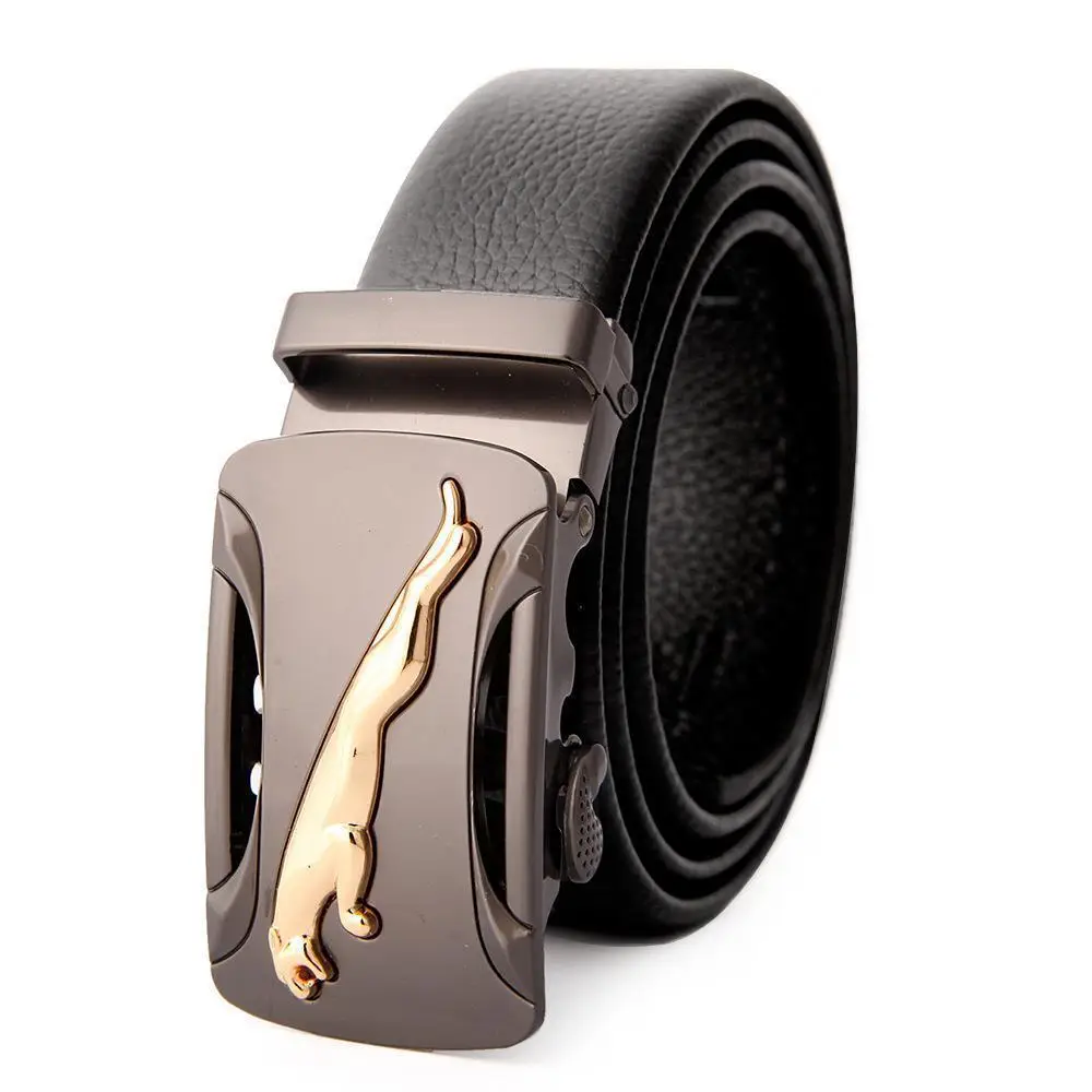 Men's Leather Belt with Gold Embroidered Buckle - Image 17