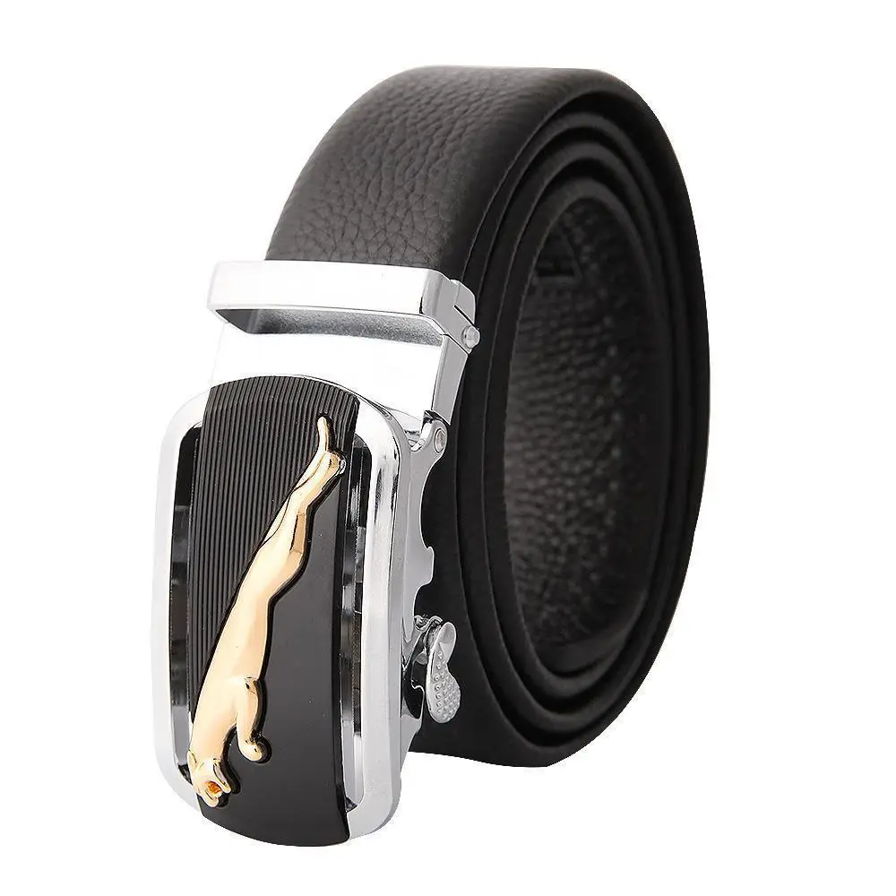 Men's Leather Belt with Gold Embroidered Buckle - Image 18