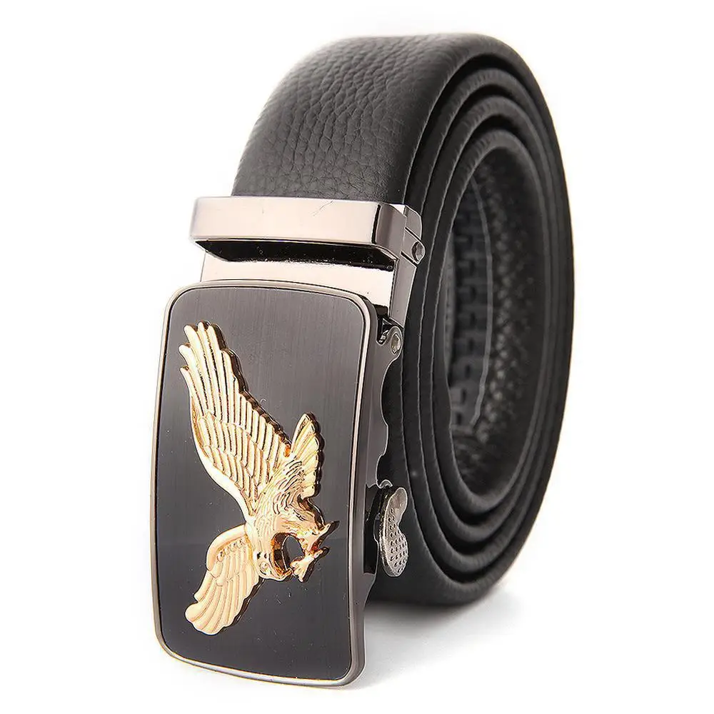 Men's Leather Belt with Gold Embroidered Buckle - Image 19