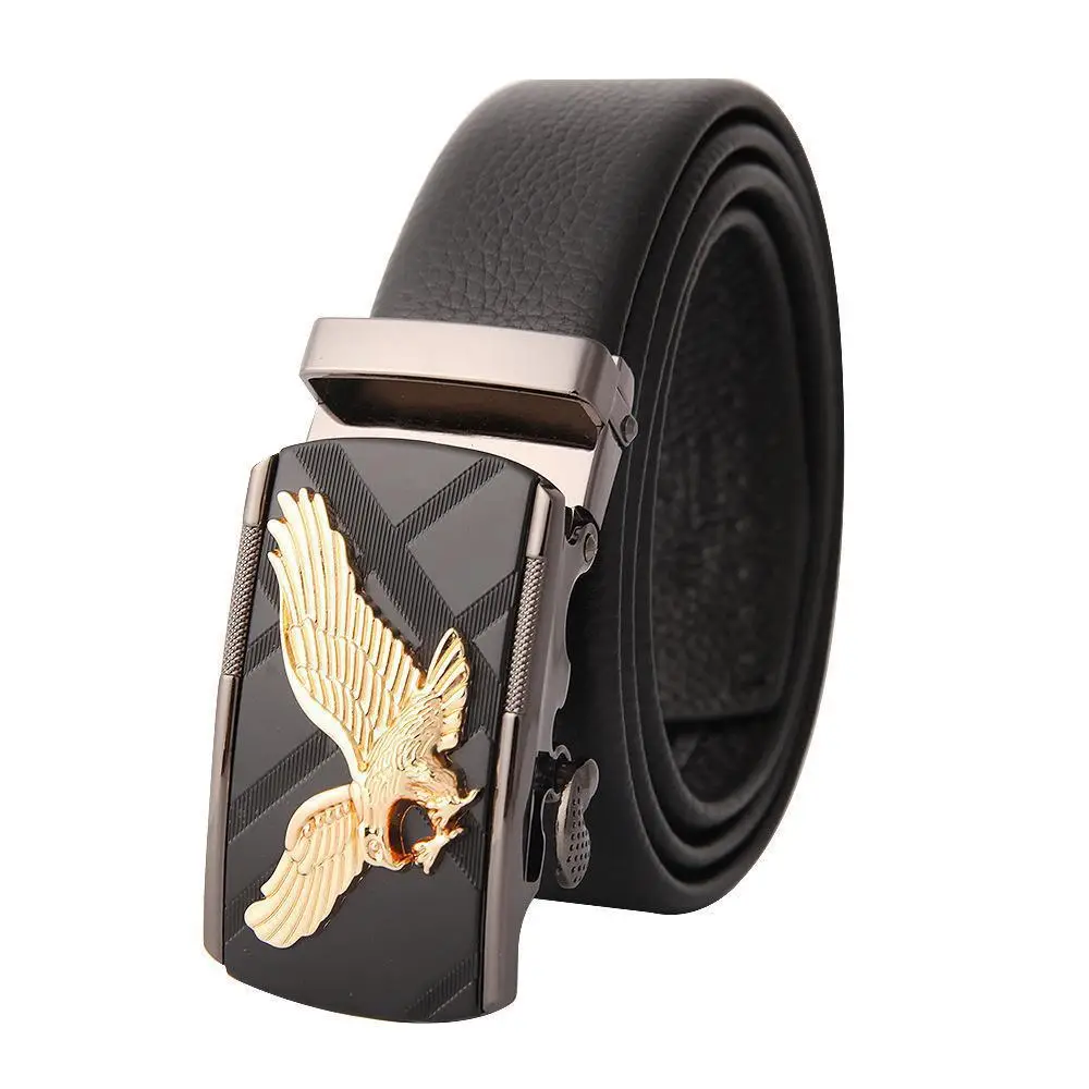 Men's Leather Belt with Gold Embroidered Buckle - Image 21
