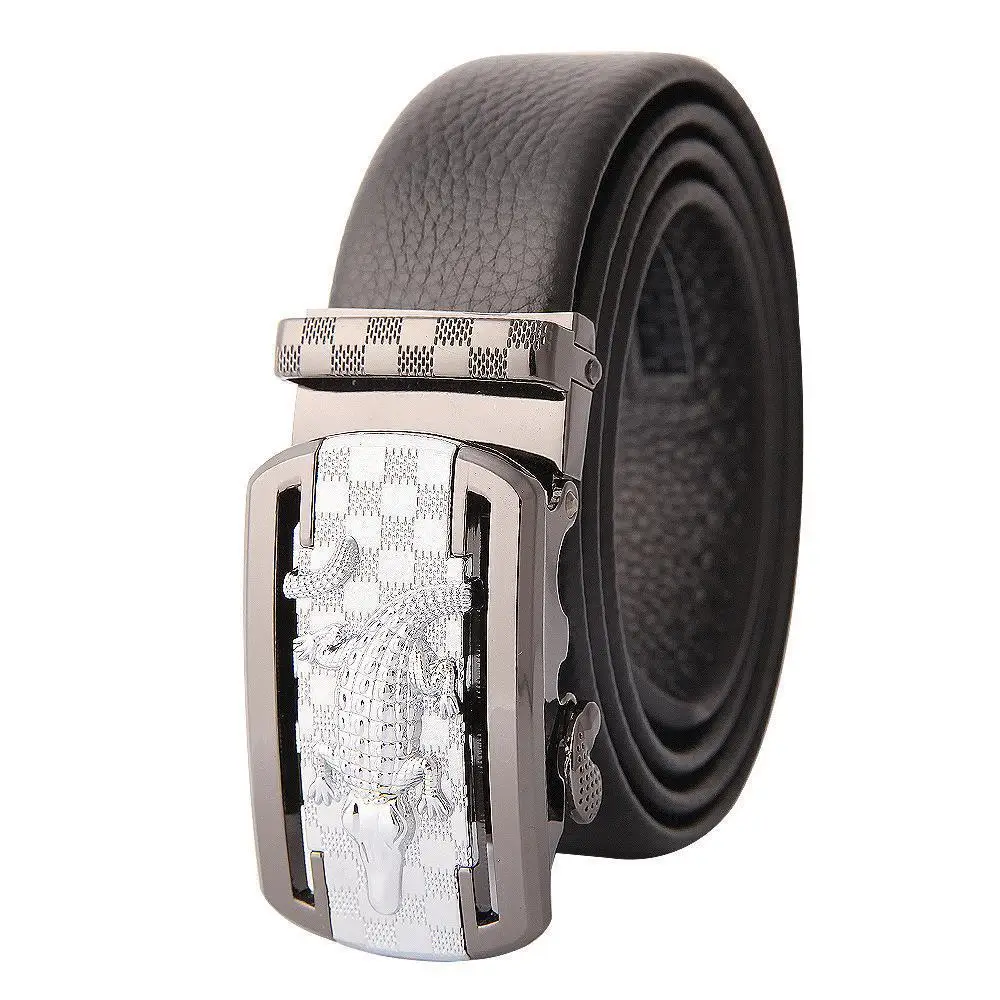 Men's Leather Belt with Gold Embroidered Buckle - Image 24