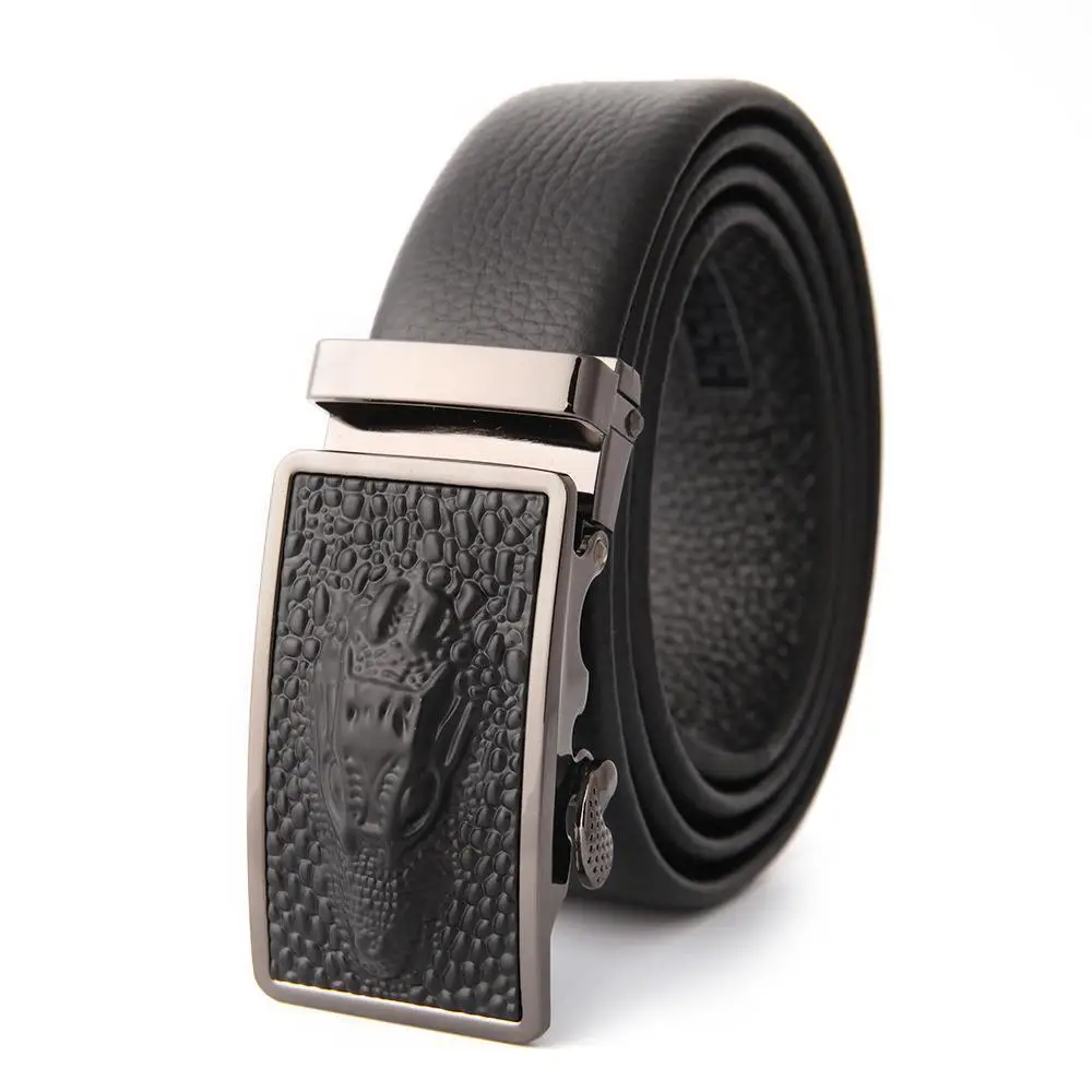 Men's Leather Belt with Gold Embroidered Buckle - Image 26