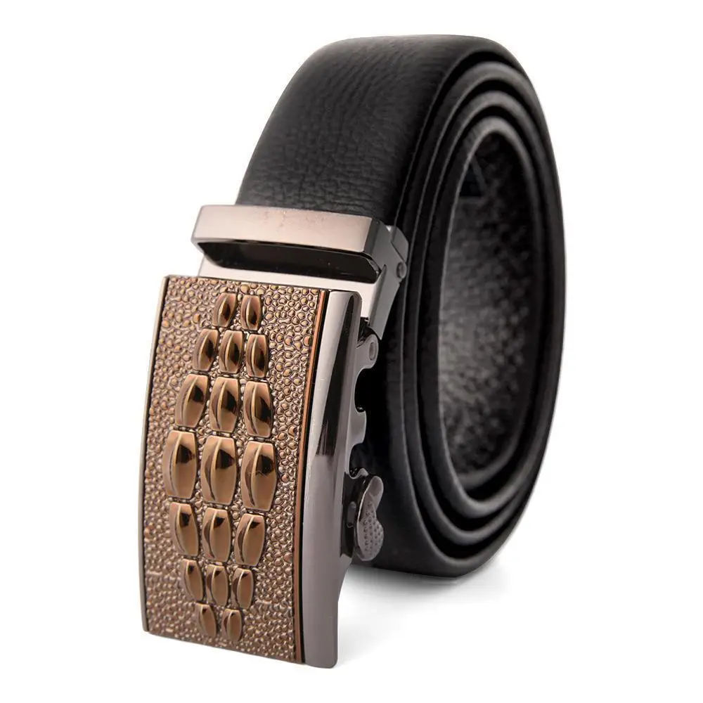 Men's Leather Belt with Gold Embroidered Buckle - Image 28