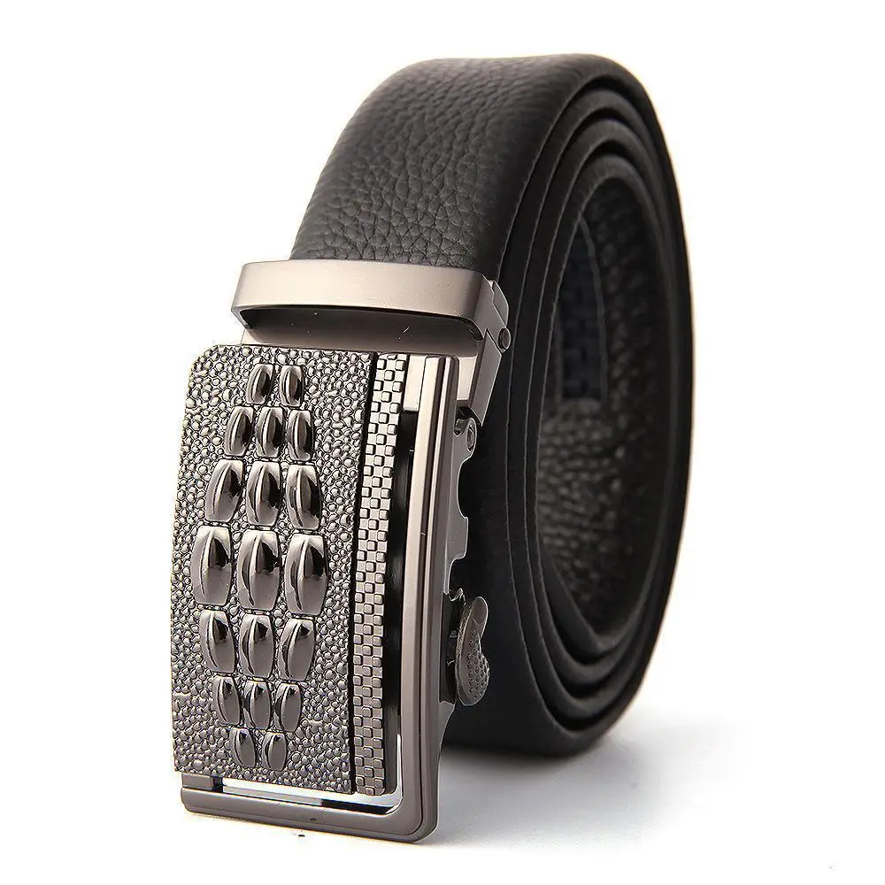 Men's Leather Belt with Gold Embroidered Buckle - Image 32