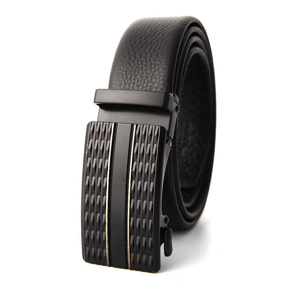 Men's Leather Belt with Gold Embroidered Buckle - Image 35