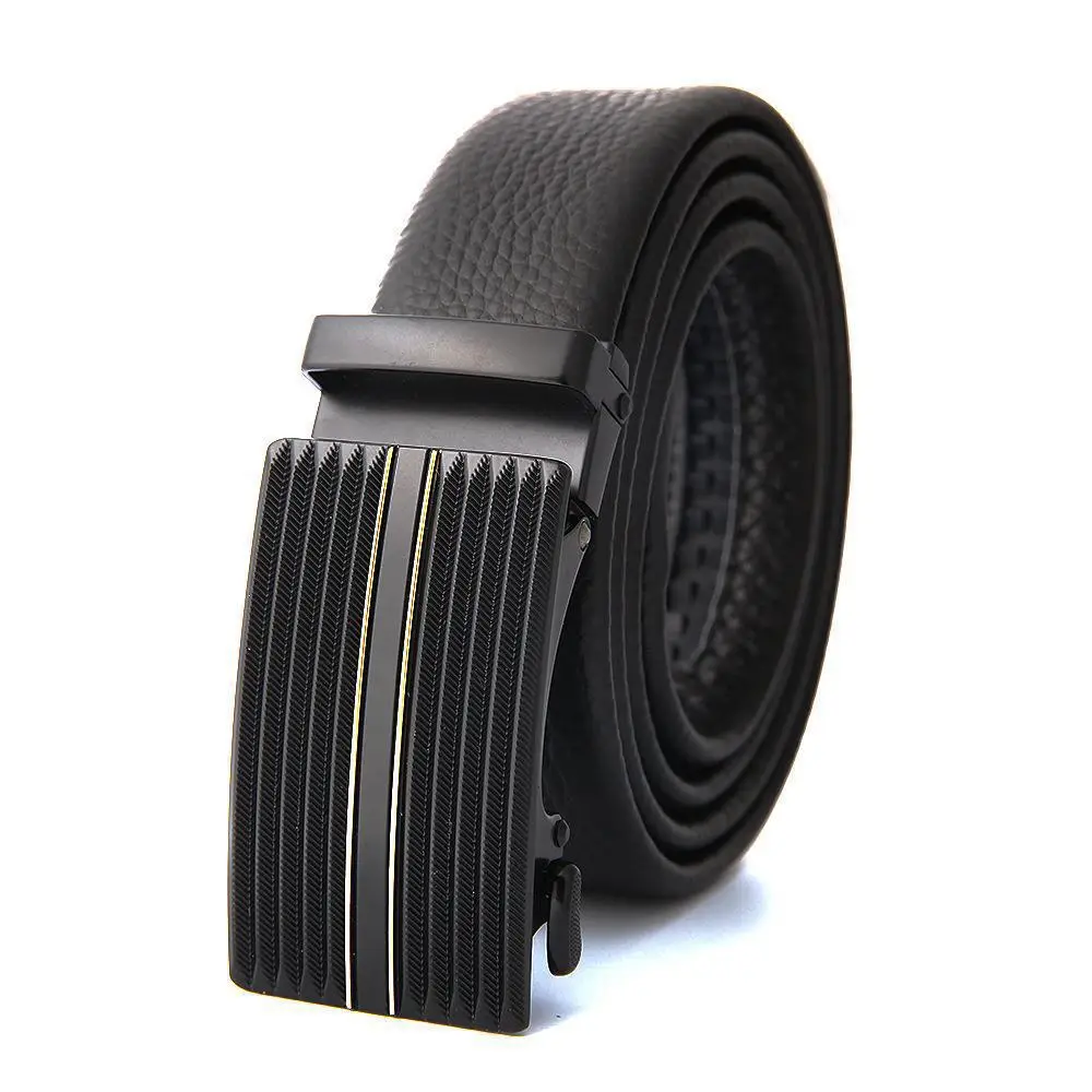 Men's Leather Belt with Gold Embroidered Buckle - Image 37