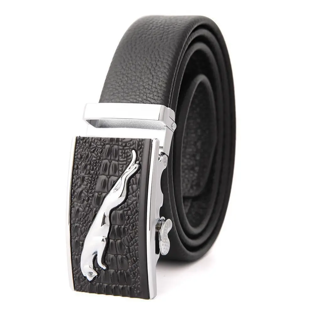 Men's Leather Belt with Gold Embroidered Buckle - Image 4