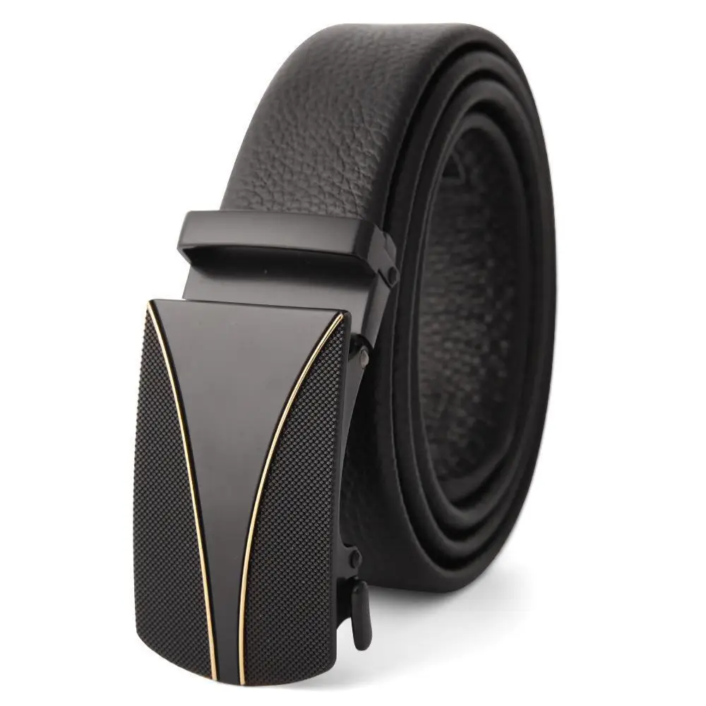 Men's Leather Belt with Gold Embroidered Buckle - Image 40