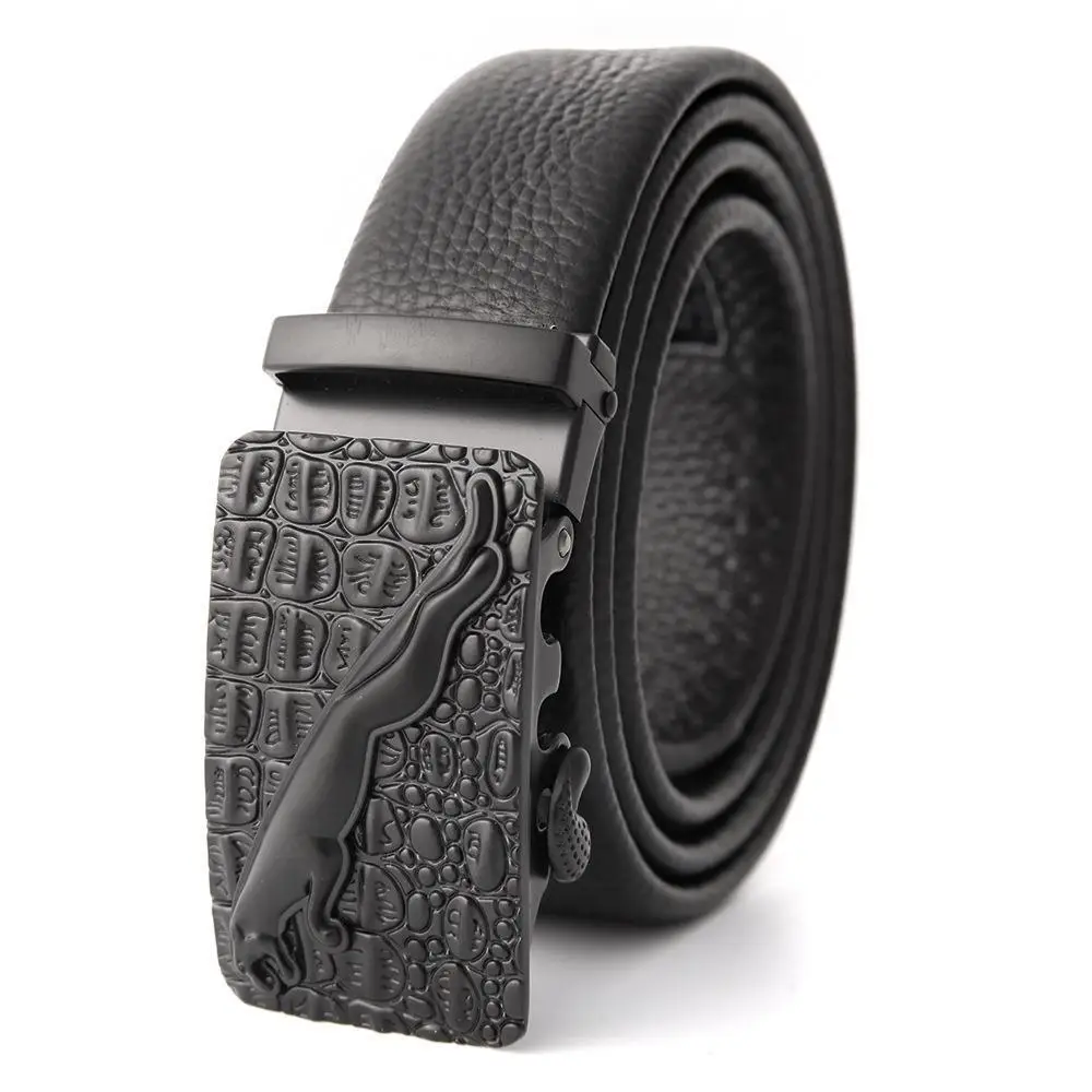 Men's Leather Belt with Gold Embroidered Buckle - Image 7