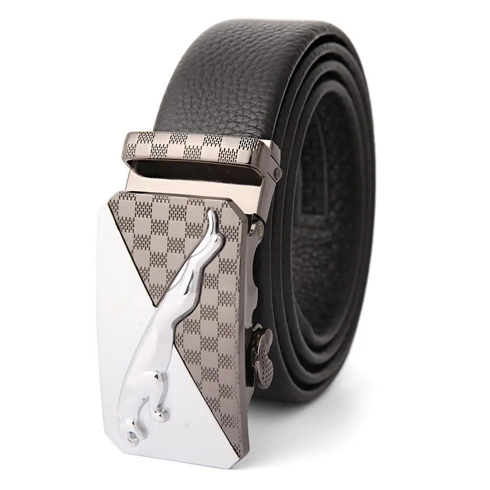 Men's Leather Belt with Gold Embroidered Buckle - Image 9