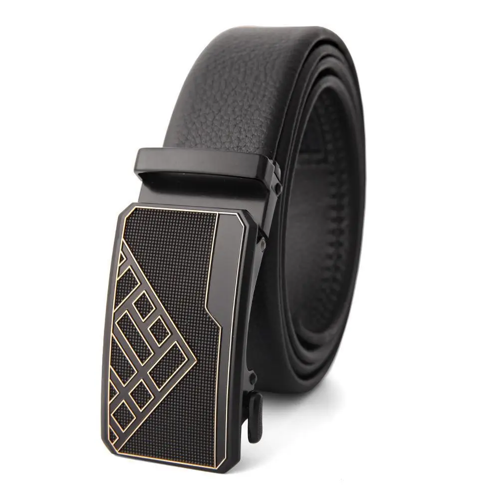 Men's Black Leather Belt with Automatic Buckle - Image 42