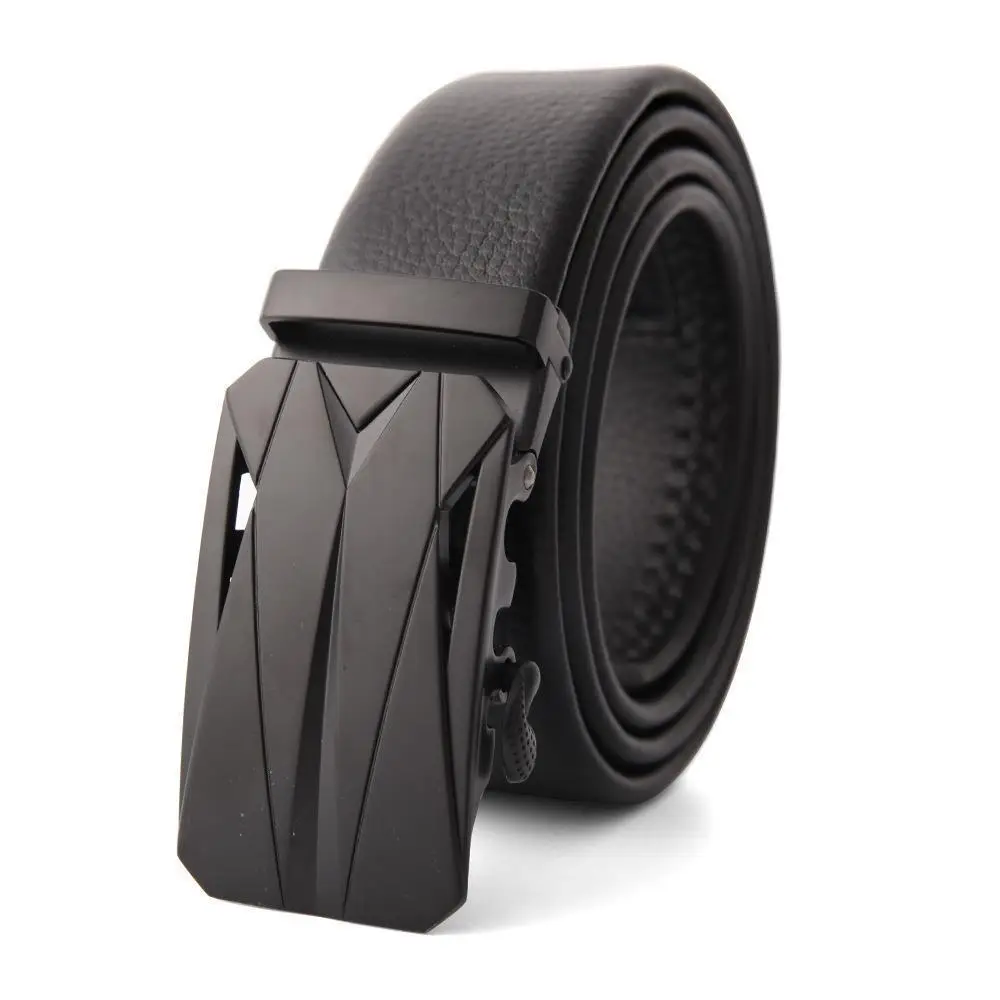 Men's Black Leather Belt with Automatic Buckle - Image 44