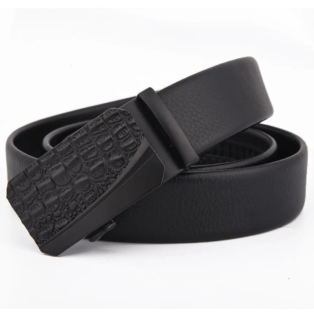 Men's Black Leather Belt with Automatic Buckle - Image 10