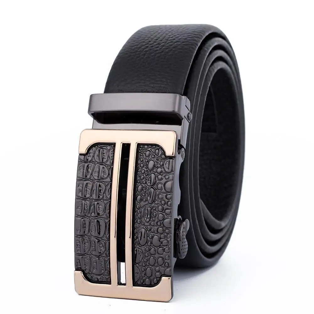 Men's Black Leather Belt with Automatic Buckle - Image 15