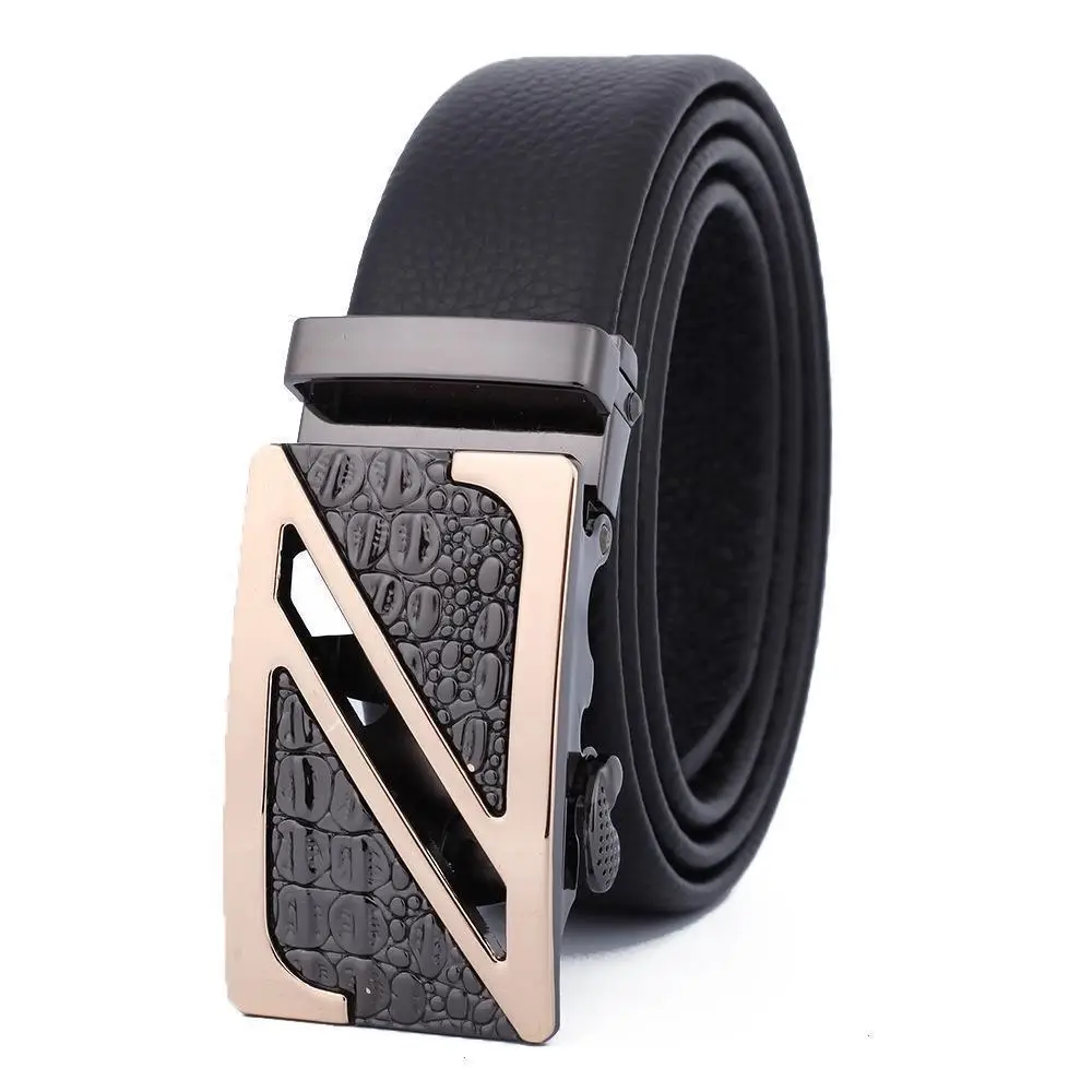 Men's Black Leather Belt with Automatic Buckle - Image 16