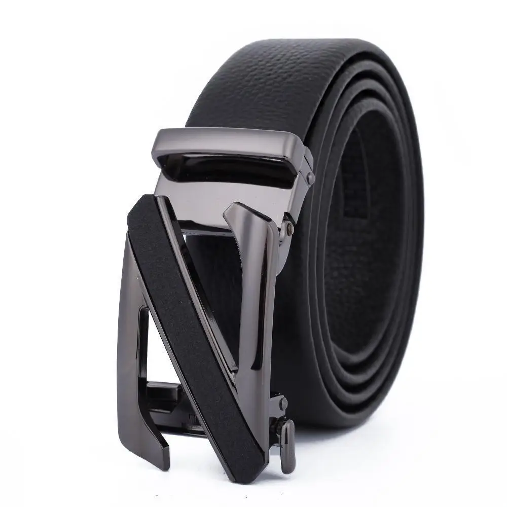 Men's Black Leather Belt with Automatic Buckle - Image 19