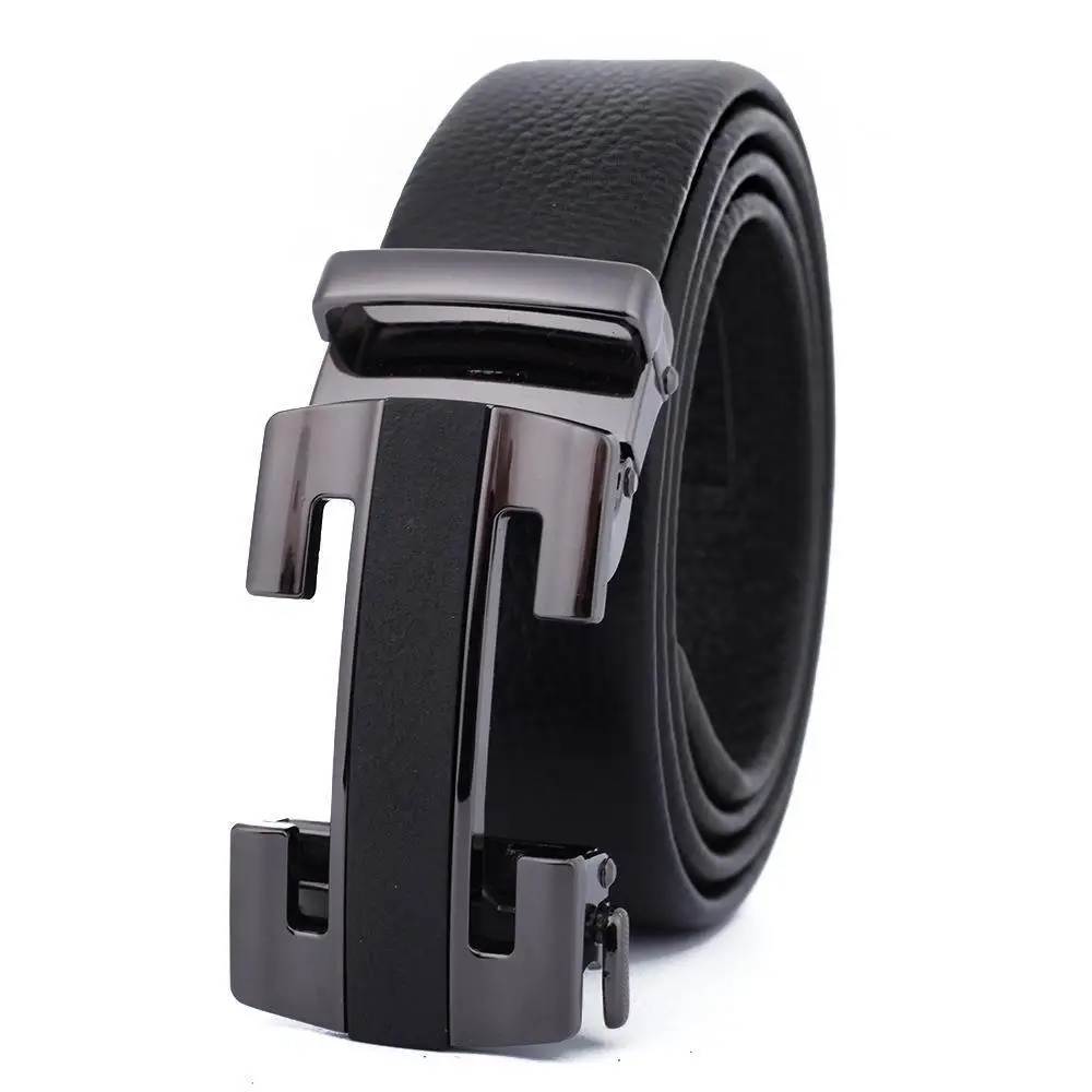 Men's Black Leather Belt with Automatic Buckle - Image 22