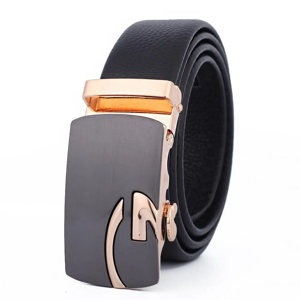 Men's Black Leather Belt with Automatic Buckle - Image 23