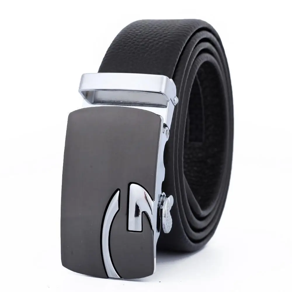 Men's Black Leather Belt with Automatic Buckle - Image 24