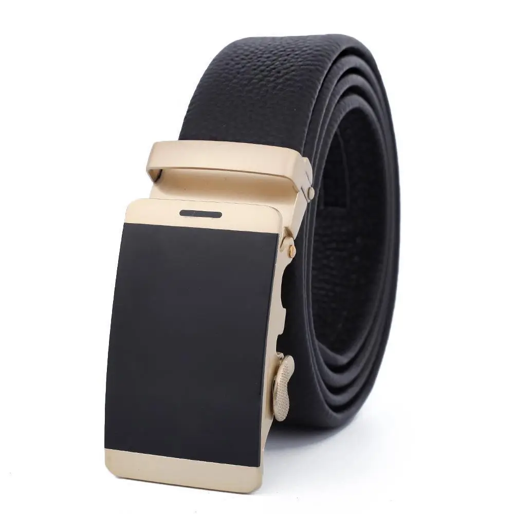 Men's Black Leather Belt with Automatic Buckle - Image 25