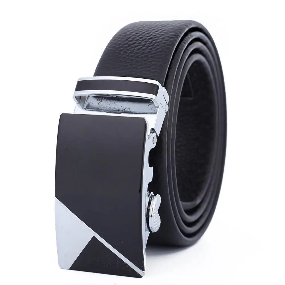 Men's Black Leather Belt with Automatic Buckle - Image 26