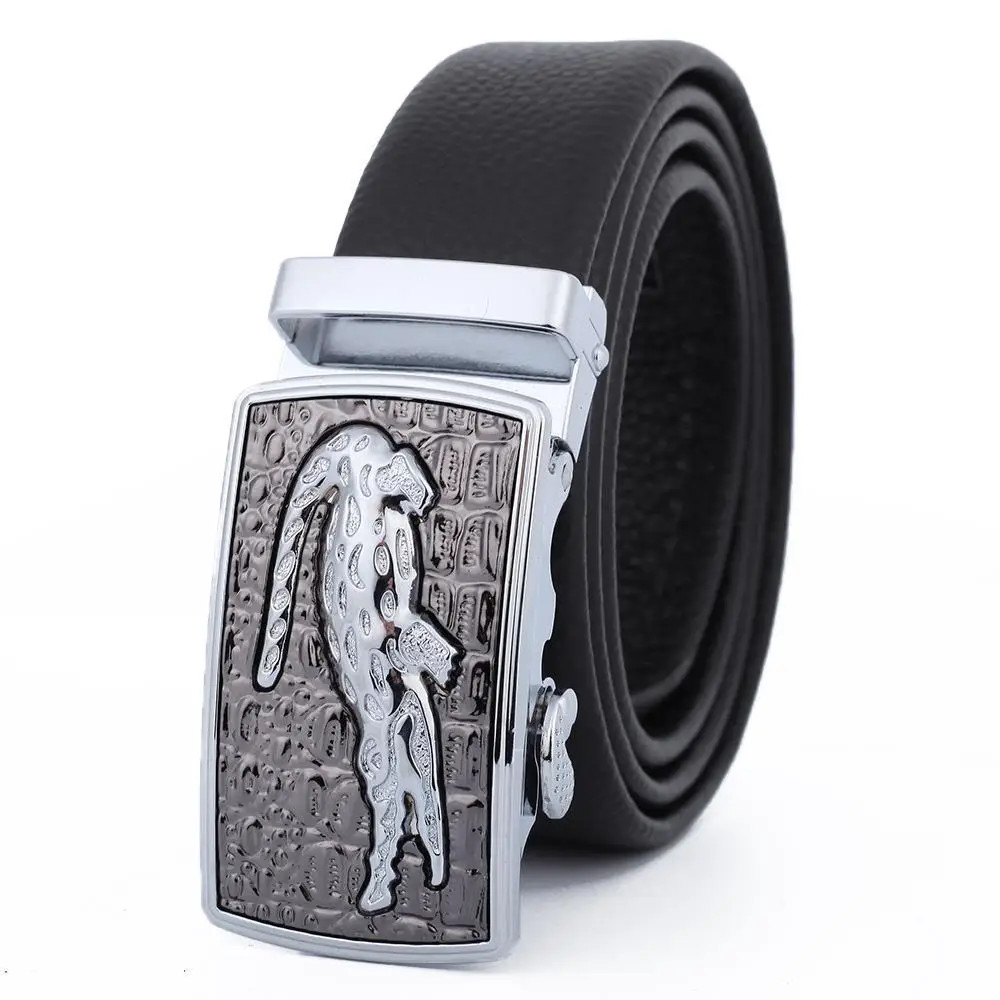 Men's Black Leather Belt with Automatic Buckle - Image 28