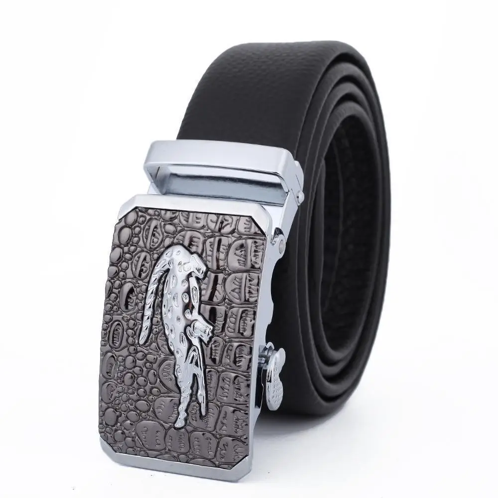 Men's Black Leather Belt with Automatic Buckle - Image 30