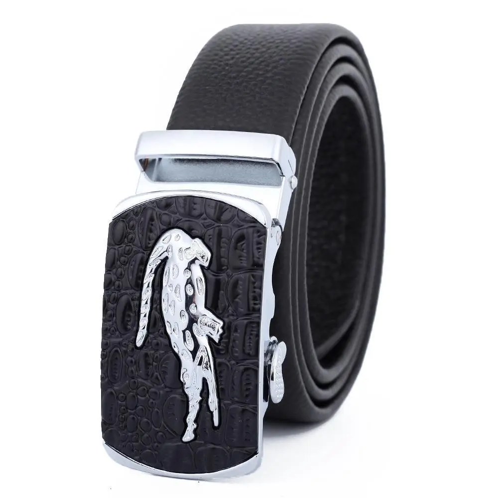 Men's Black Leather Belt with Automatic Buckle - Image 32