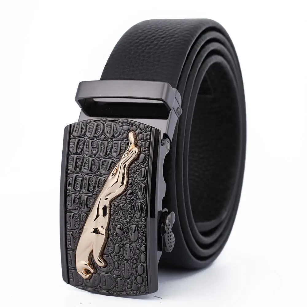 Men's Black Leather Belt with Automatic Buckle - Image 33