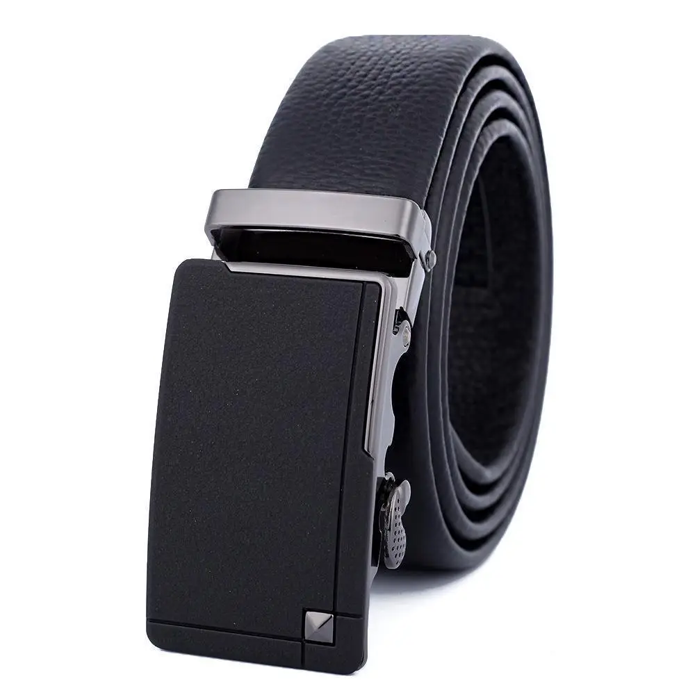 Men's Black Leather Belt with Automatic Buckle - Image 35