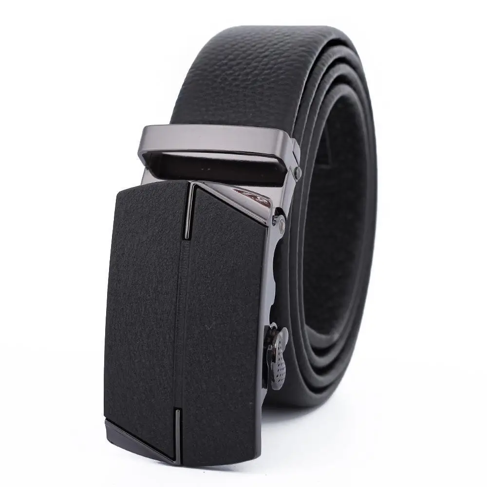 Men's Black Leather Belt with Automatic Buckle - Image 36