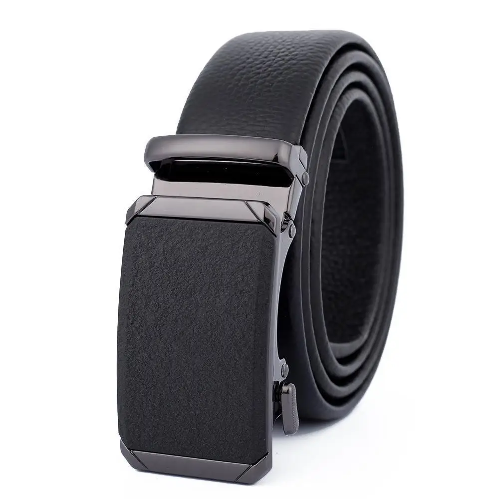 Men's Black Leather Belt with Automatic Buckle - Image 37