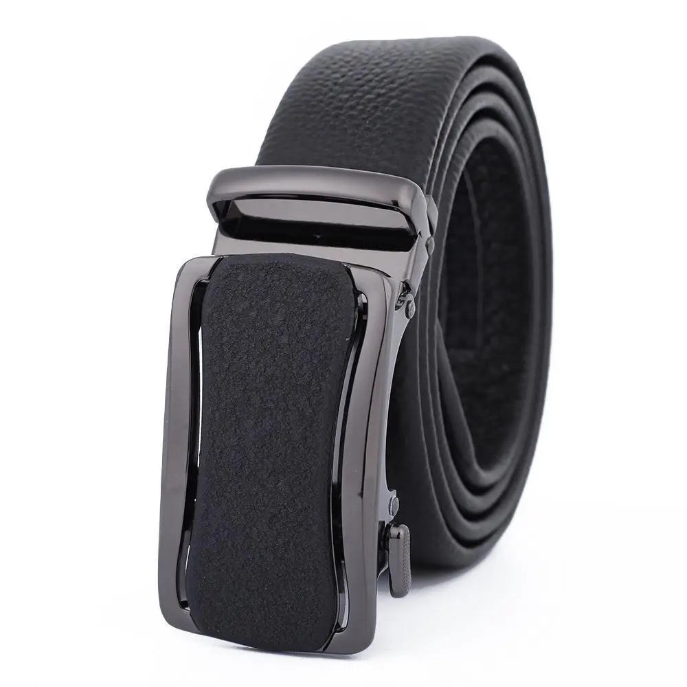 Men's Black Leather Belt with Automatic Buckle - Image 38