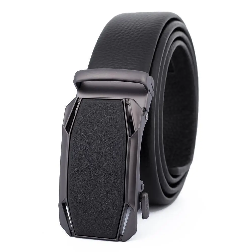 Men's Black Leather Belt with Automatic Buckle - Image 39