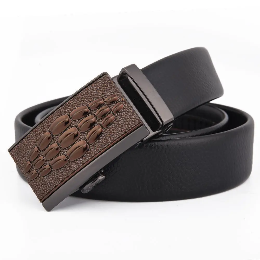 Men's Black Leather Belt with Automatic Buckle - Image 4